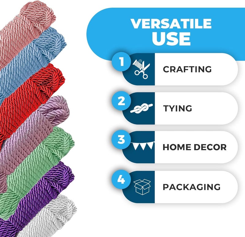 WeGo 32 feet 8mm(1/3inch) Diameter Soft Silk Rope Solid Braided Twisted Ropes,10m Durable and Strong All Purpose Twine Cord Rope String Thread Cord (Deep Black) - Image 2